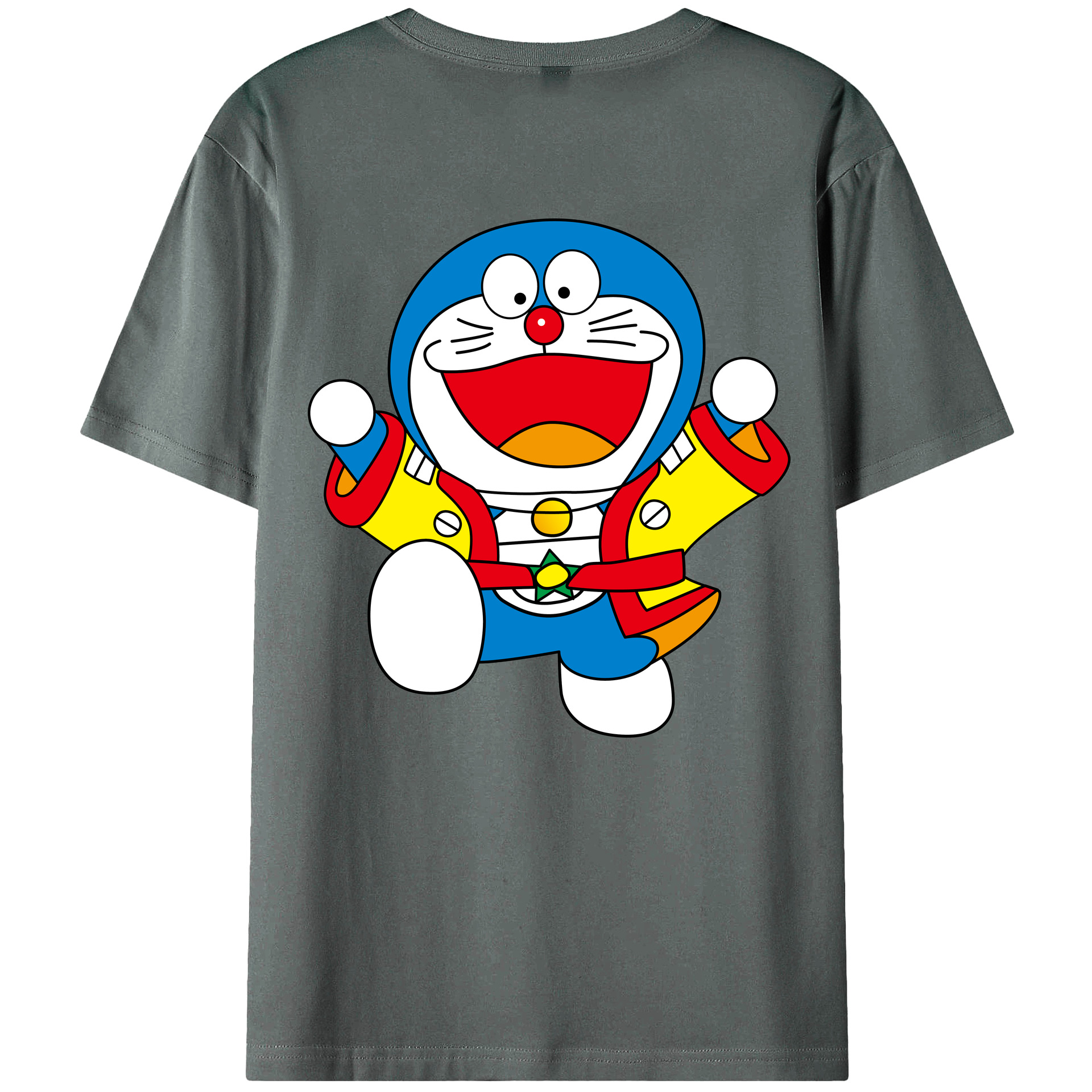 （画像用） ドラえもん Doraemon 綿100％ メンズ半袖Tシャツ（バックプリント） 通気性